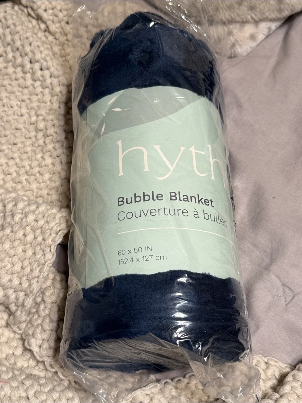 Hythe Bubble Blanket in Navy Blue Plush Throw‎ Blanket for Cozy Lounging